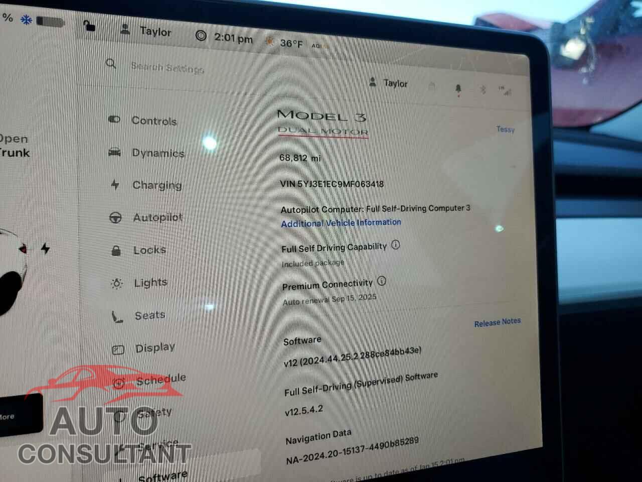 TESLA MODEL 3 2021 - 5YJ3E1EC9MF063418