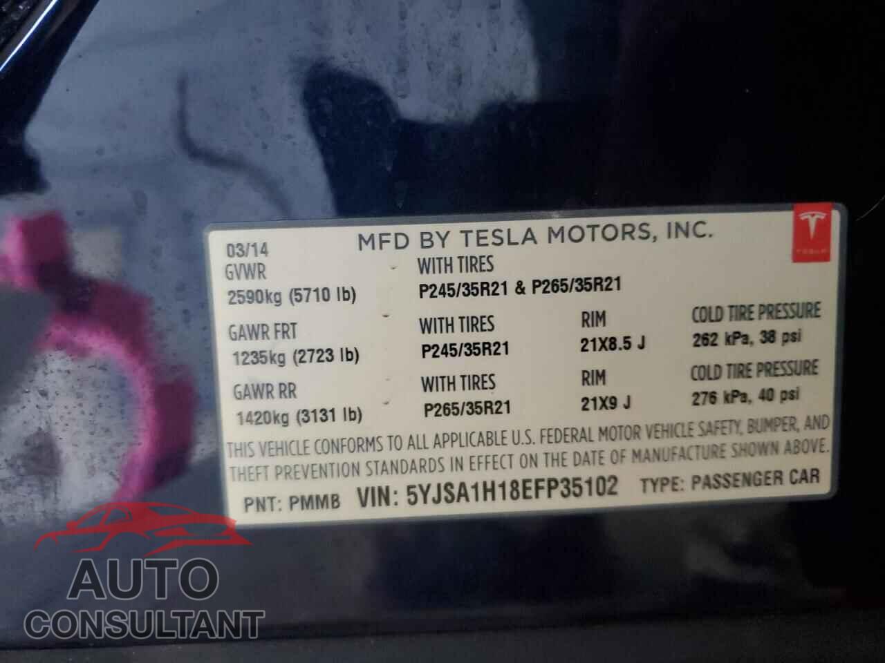 TESLA MODEL S 2014 - 5YJSA1H18EFP35102