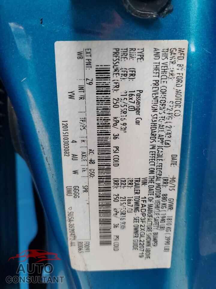FORD FOCUS 2016 - 1FADP3F2XGL220719