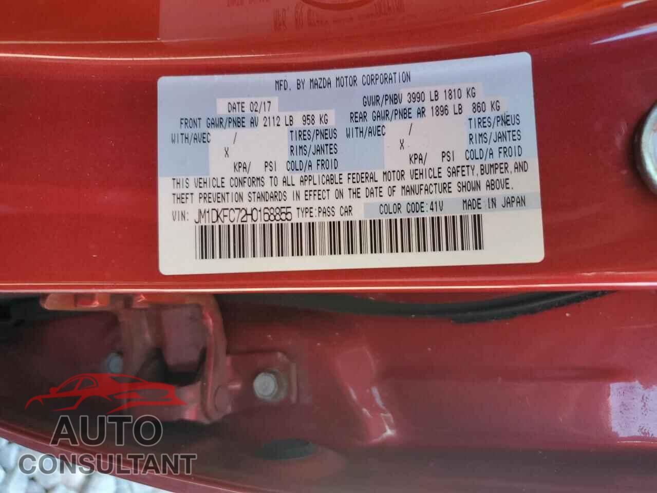MAZDA CX-3 2017 - JM1DKFC72H0168855