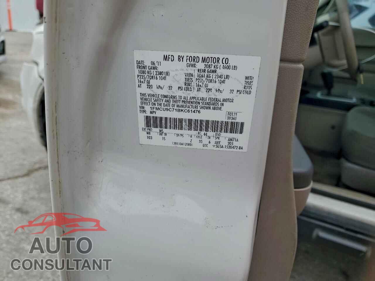 FORD ESCAPE 2011 - 1FMCU9C71BKC61476
