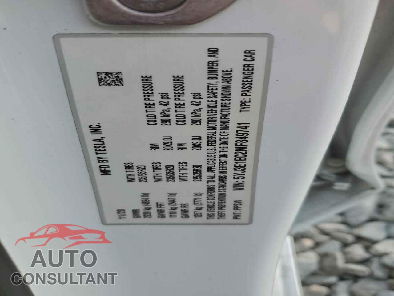 TESLA MODEL 3 2021 - 5YJ3E1EC2MF849741