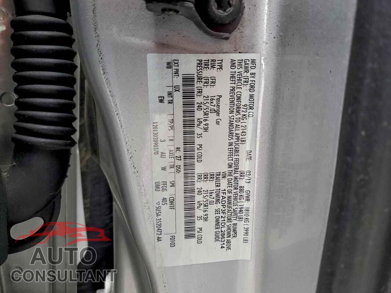 FORD FOCUS 2013 - 1FADP3F21DL286314