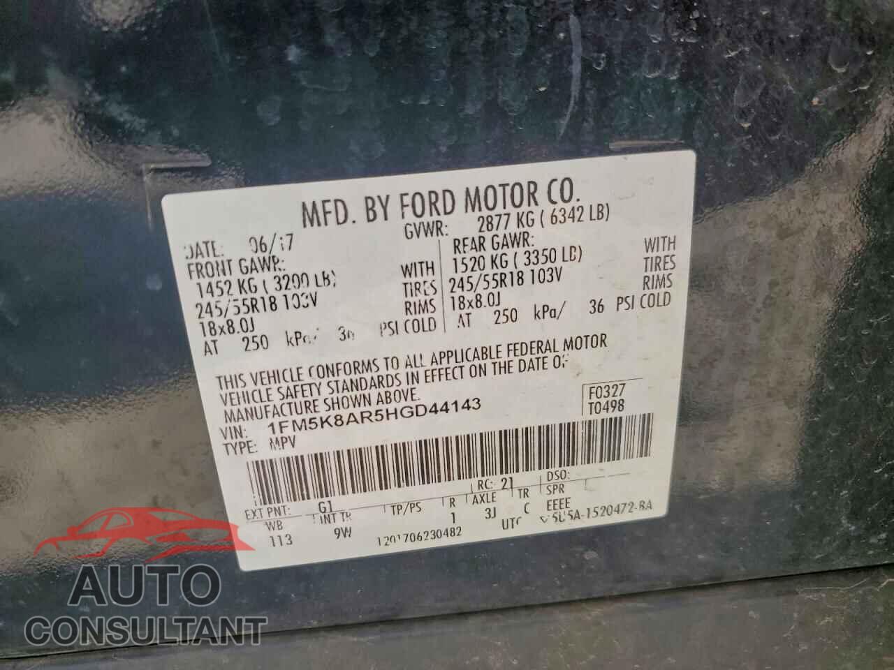 FORD EXPLORER 2017 - 1FM5K8AR5HGD44143