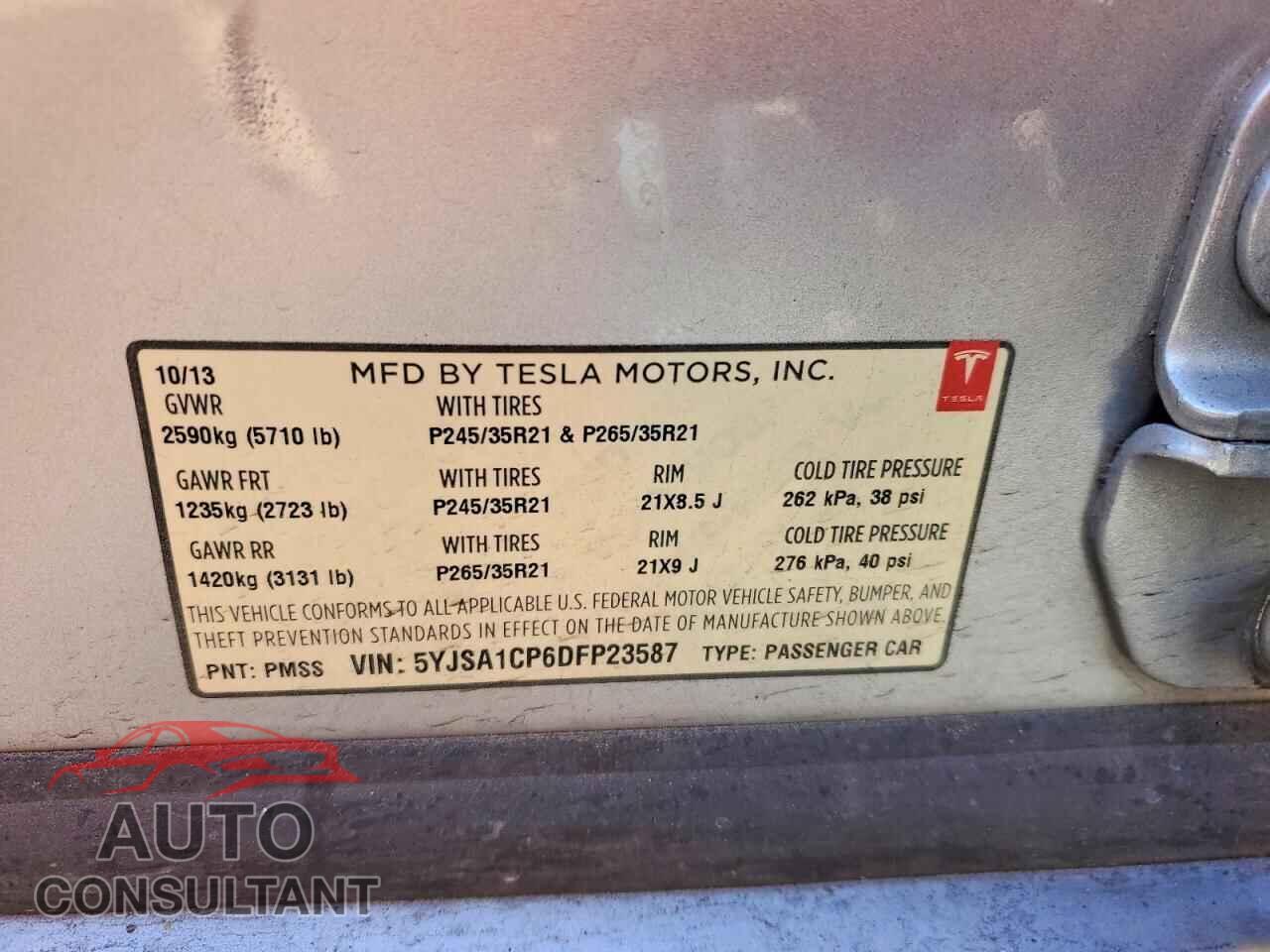 TESLA MODEL S 2013 - 5YJSA1CP6DFP23587