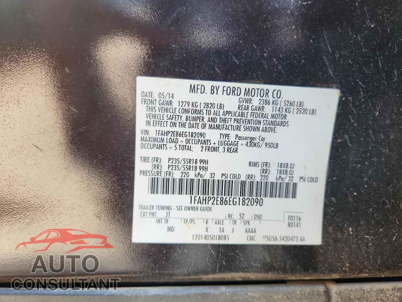 FORD TAURUS 2014 - 1FAHP2E86EG182090