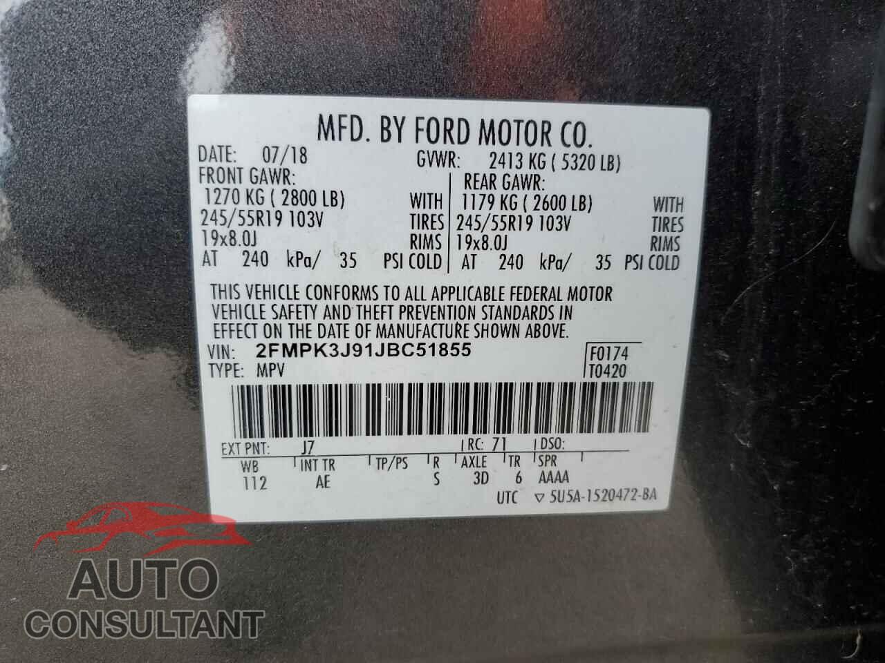 FORD EDGE 2018 - 2FMPK3J91JBC51855