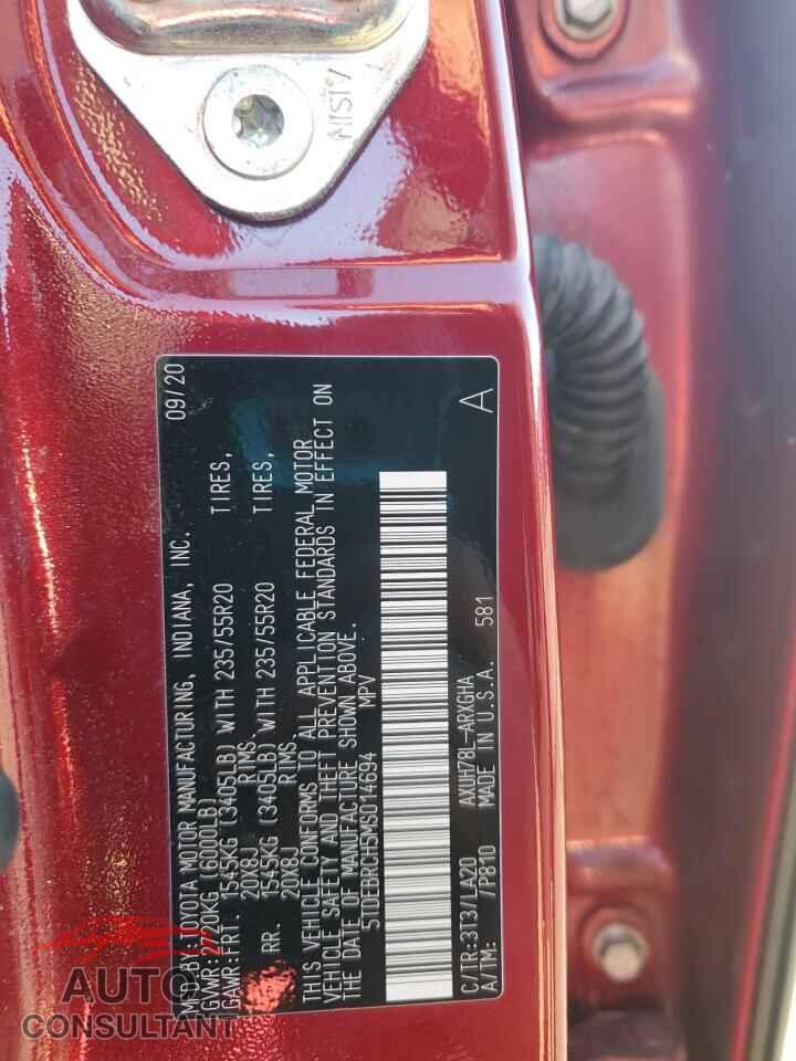 TOYOTA HIGHLANDER 2021 - 5TDEBRCH5MS014694