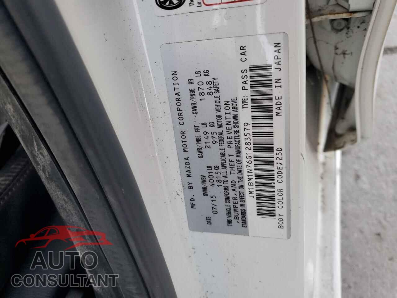 MAZDA 3 2016 - JM1BM1N76G1283579