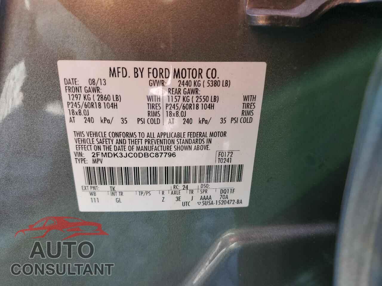 FORD EDGE 2013 - 2FMDK3JC0DBC87796