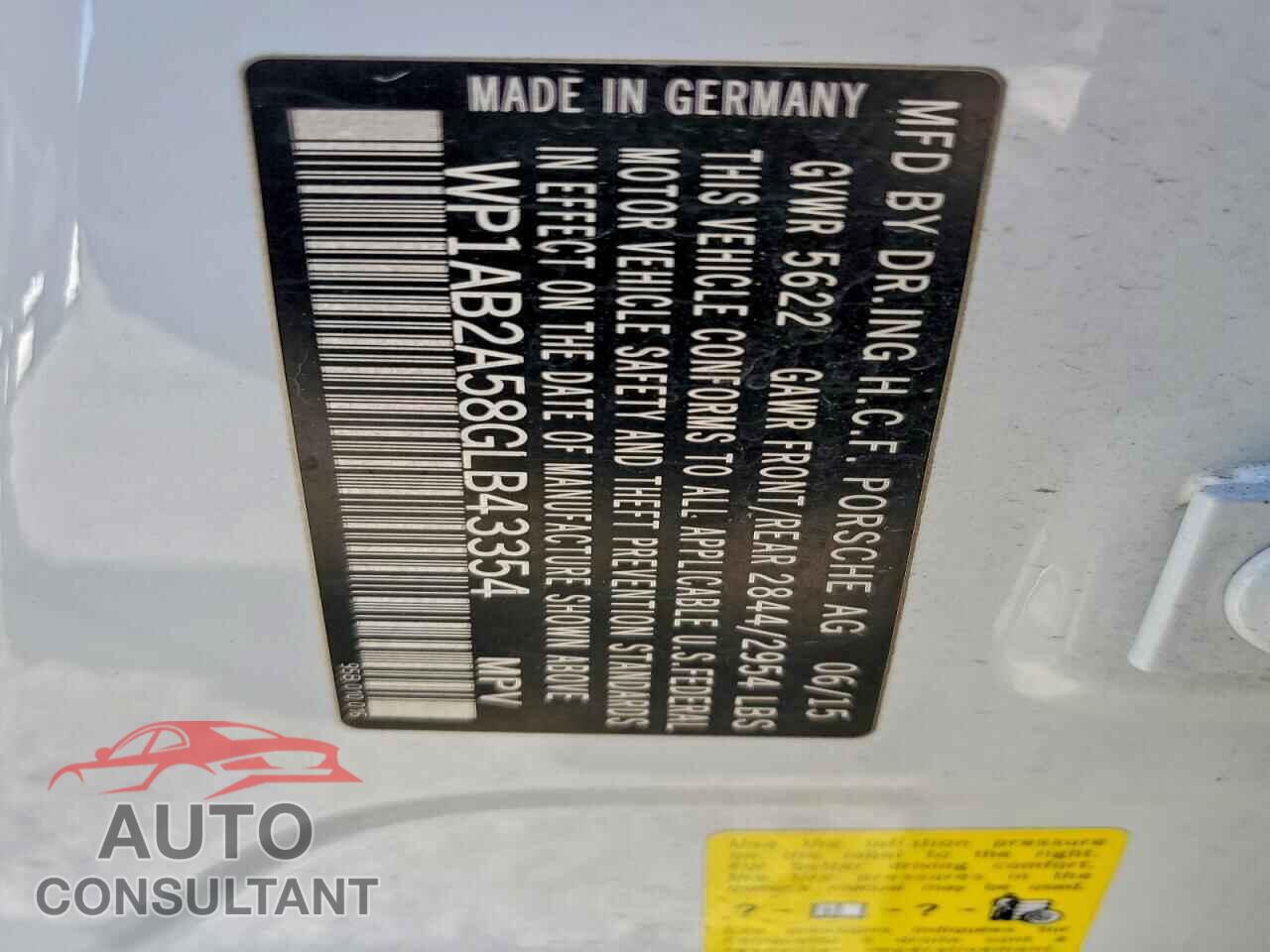 PORSCHE MACAN 2016 - WP1AB2A58GLB43354