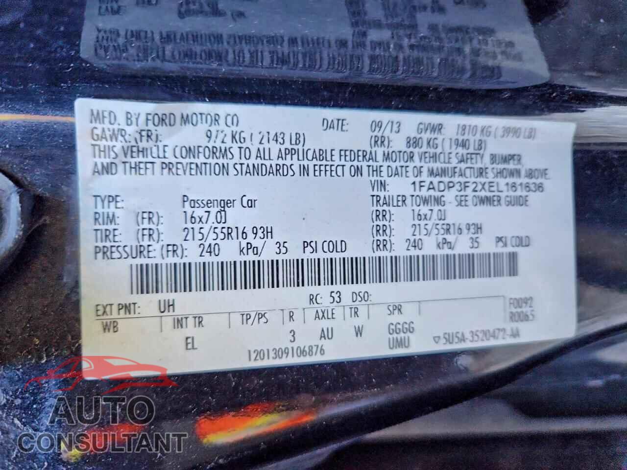 FORD FOCUS 2014 - 1FADP3F2XEL161636
