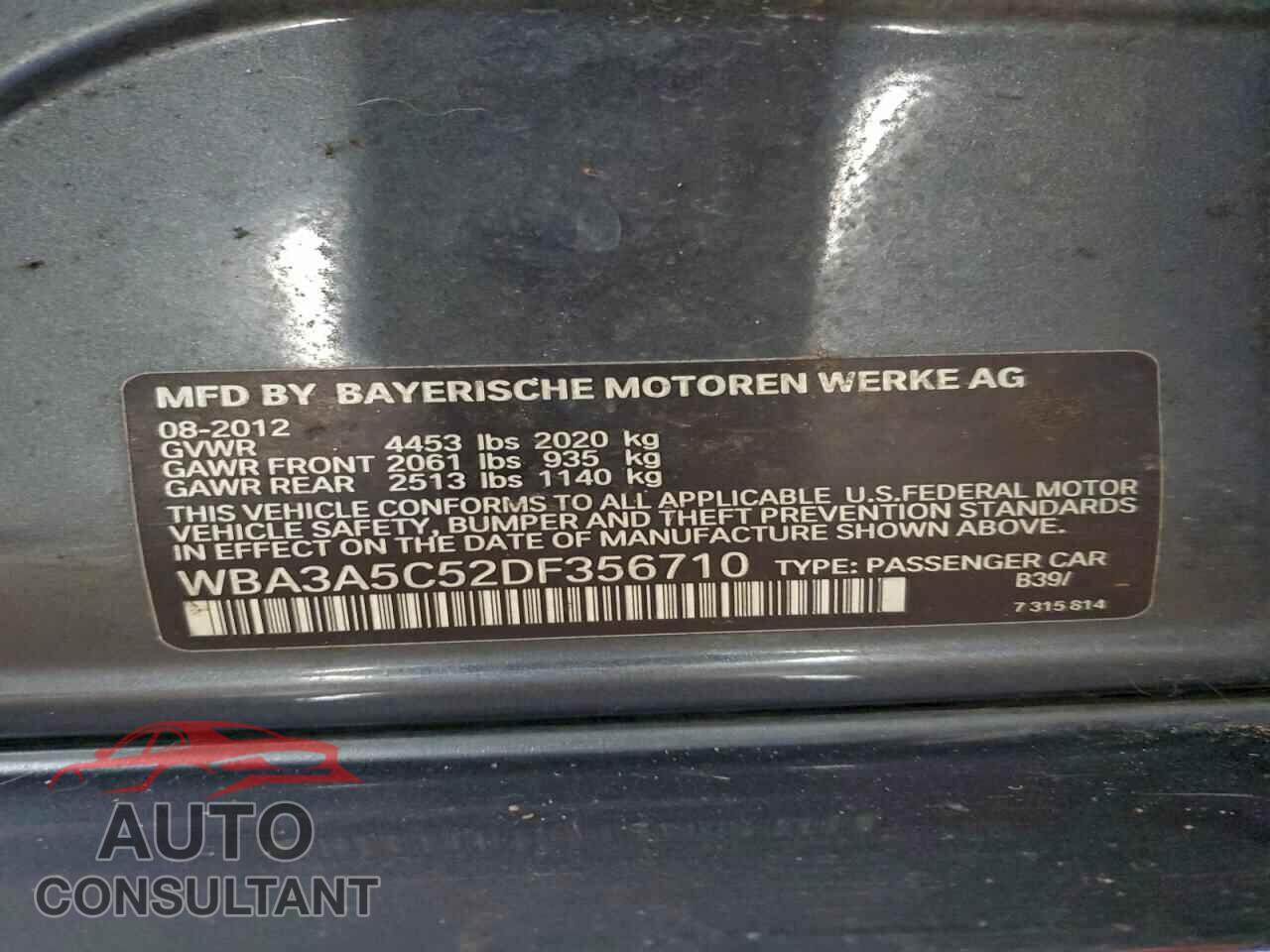 BMW 3 SERIES 2013 - WBA3A5C52DF356710