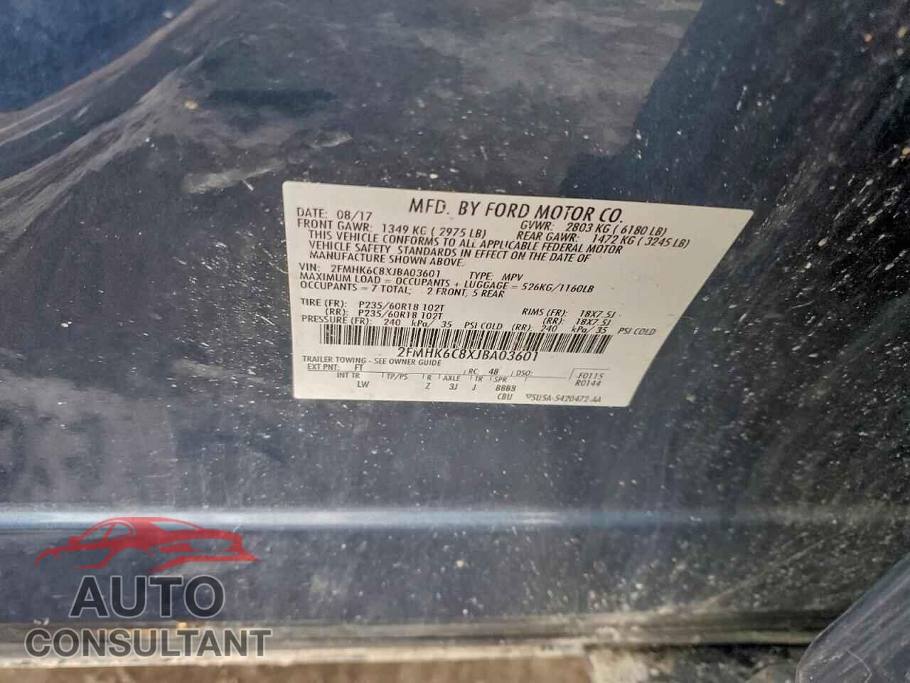 FORD FLEX 2018 - 2FMHK6C8XJBA03601