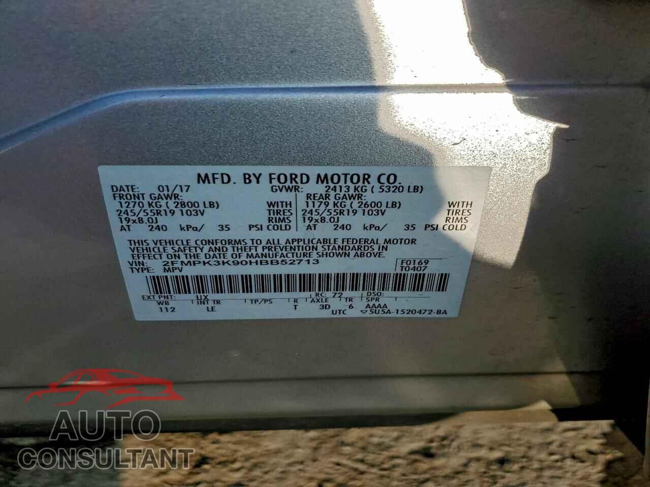 FORD EDGE 2017 - 2FMPK3K90HBB52713