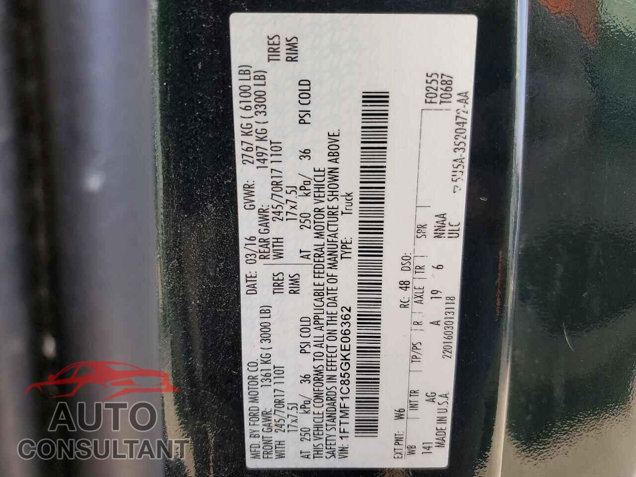 FORD All Models 2016 - 1FTMF1C85GKE06362
