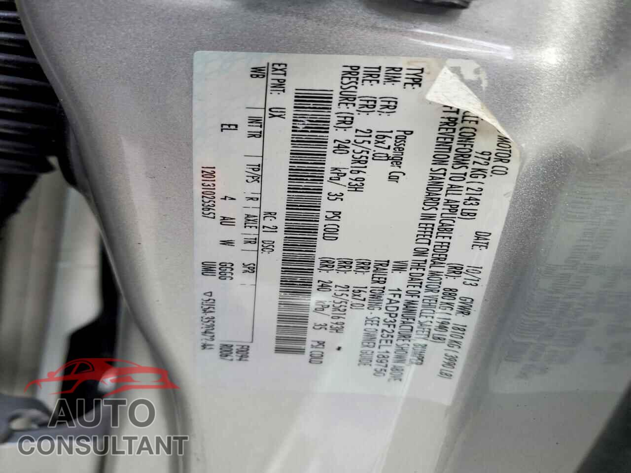 FORD FOCUS 2014 - 1FADP3F25EL189750