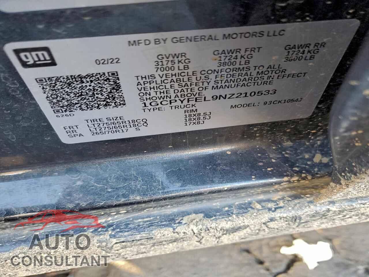 CHEVROLET ALL Models 2022 - 1GCPYFEL9NZ210533