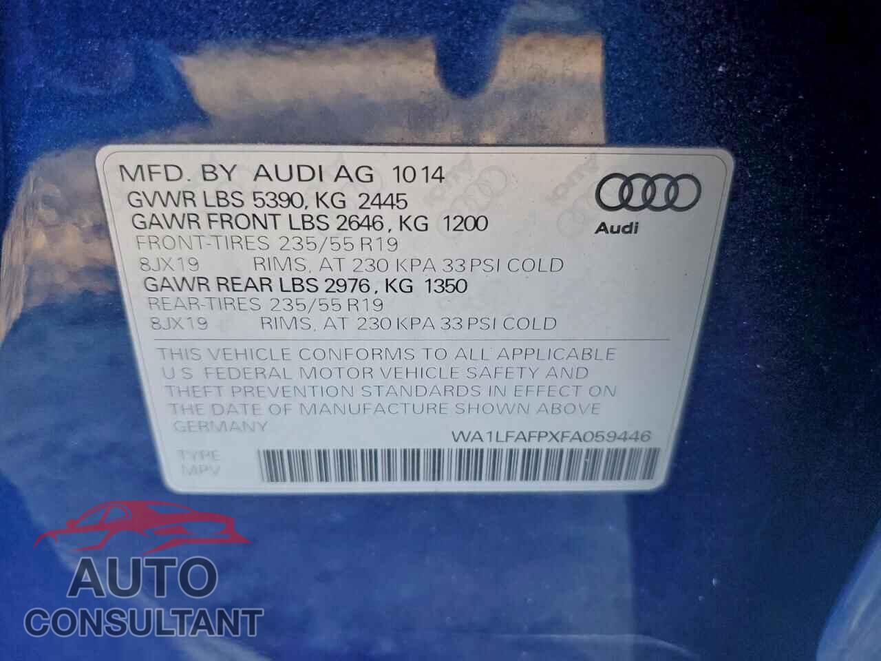 AUDI Q5 2015 - WA1LFAFPXFA059446