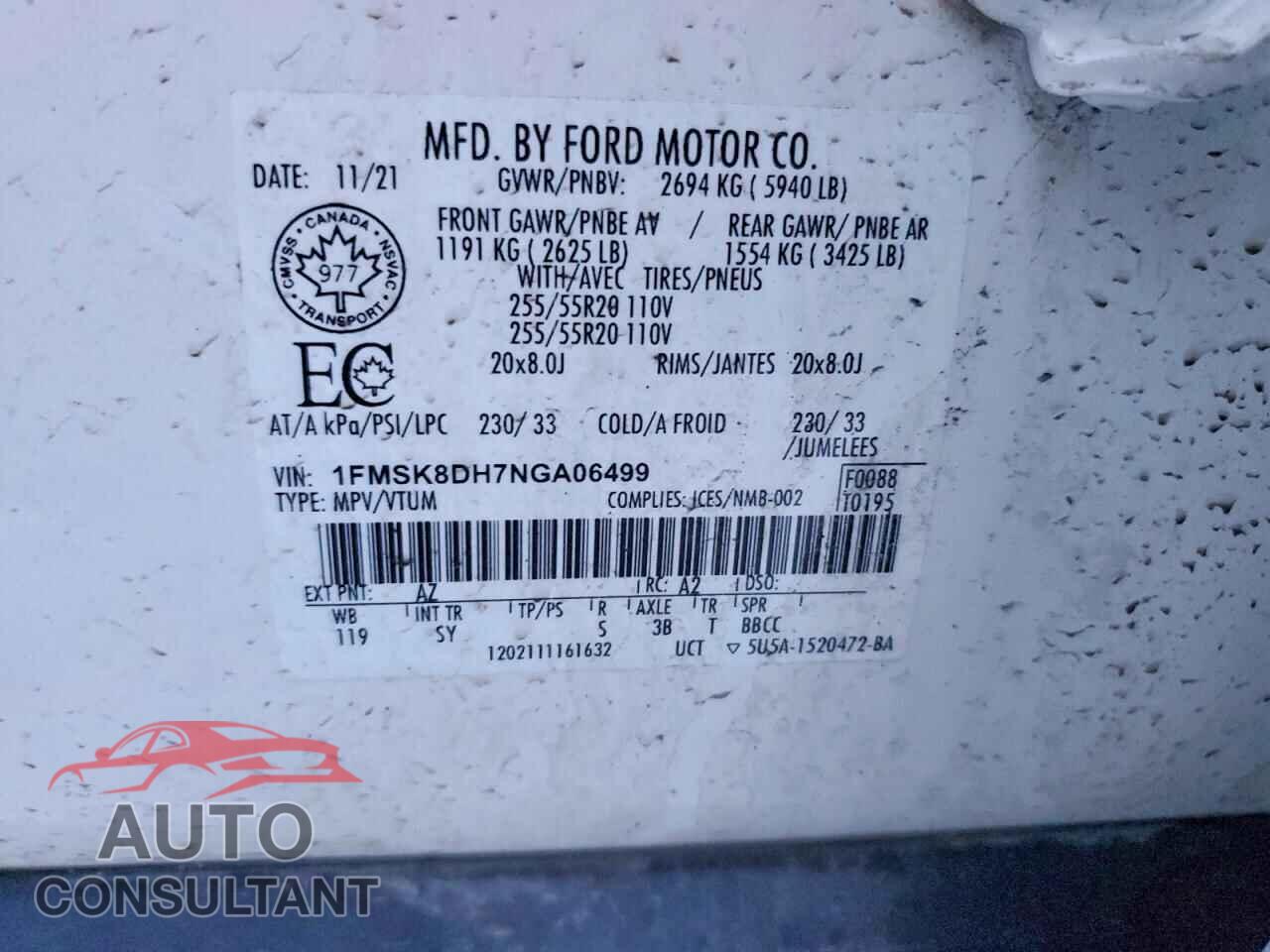 FORD EXPLORER 2022 - 1FMSK8DH7NGA06499