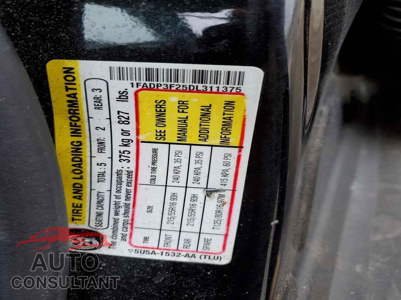 FORD FOCUS 2013 - 1FADP3F25DL311375