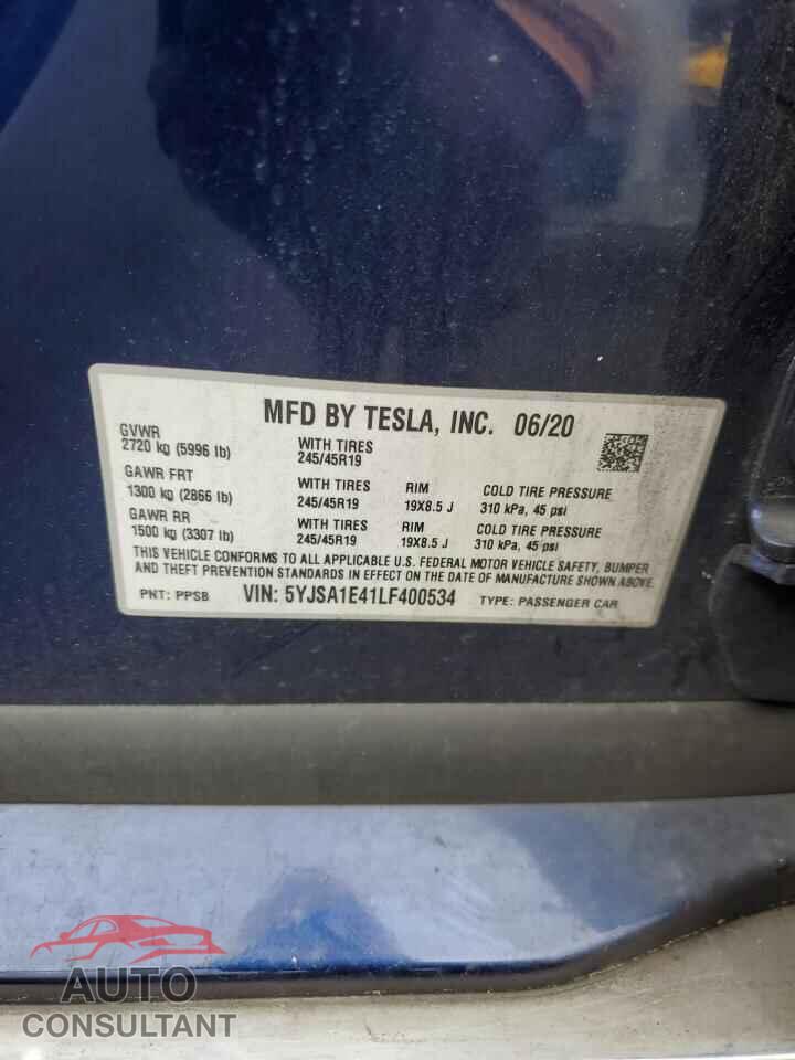 TESLA MODEL S 2020 - 5YJSA1E41LF400534