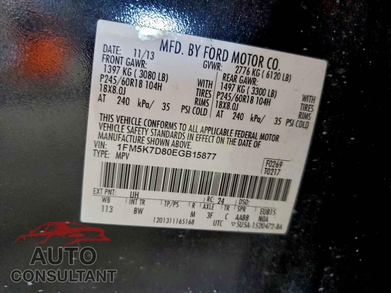 FORD EXPLORER 2014 - 1FM5K7D80EGB15877
