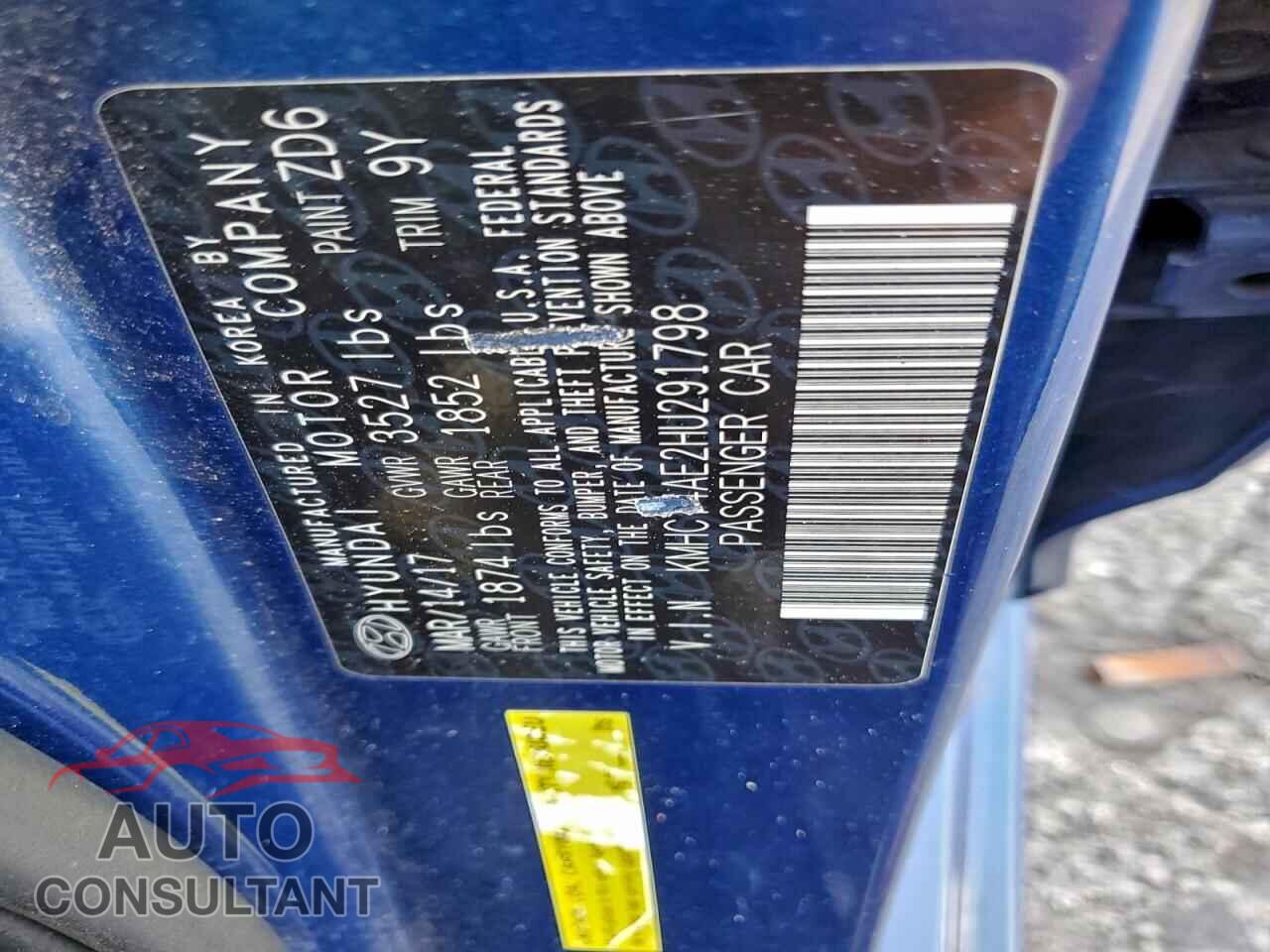 HYUNDAI ACCENT 2017 - KMHCT4AE2HU291798