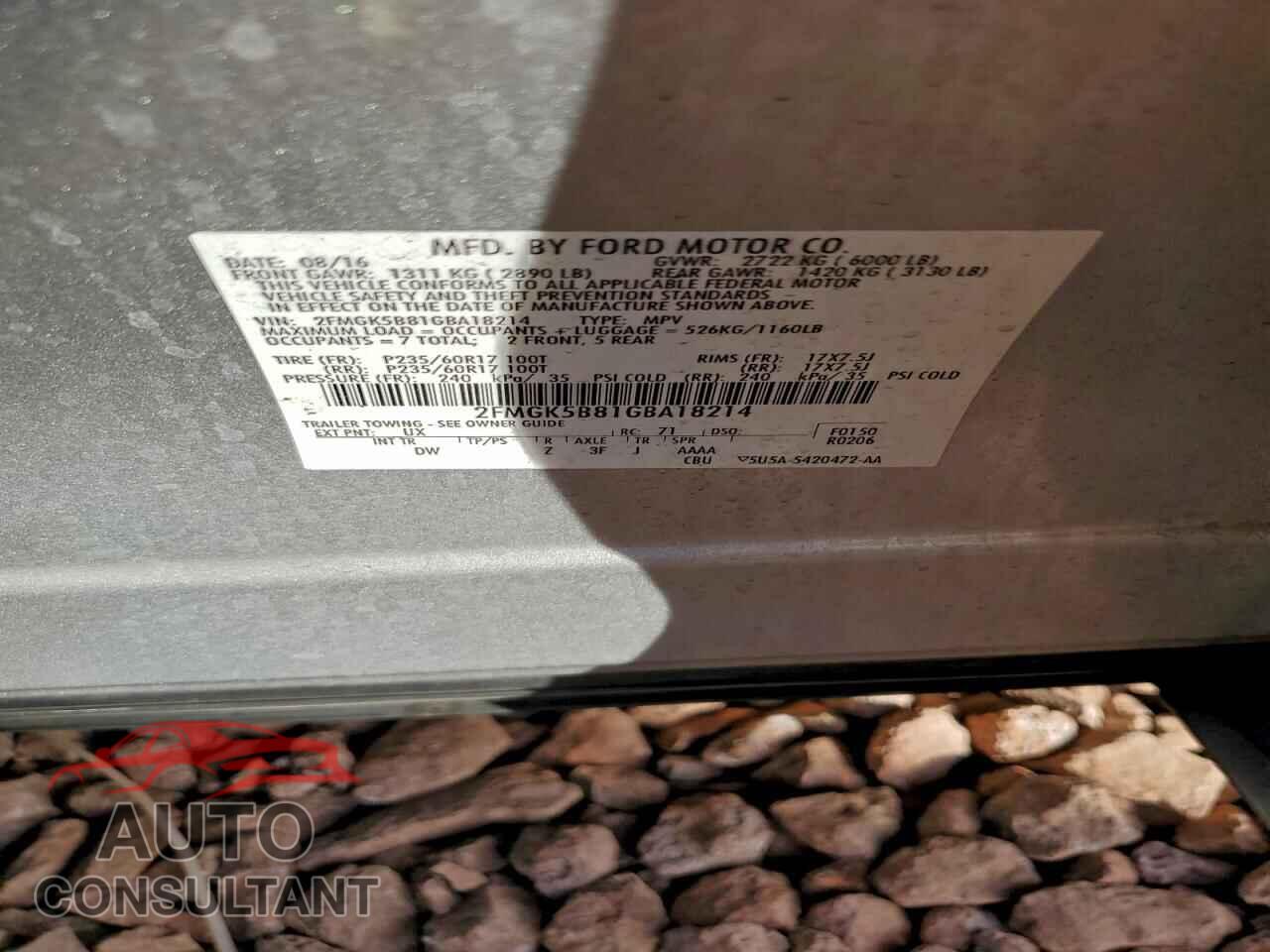 FORD FLEX 2016 - 2FMGK5B81GBA18214