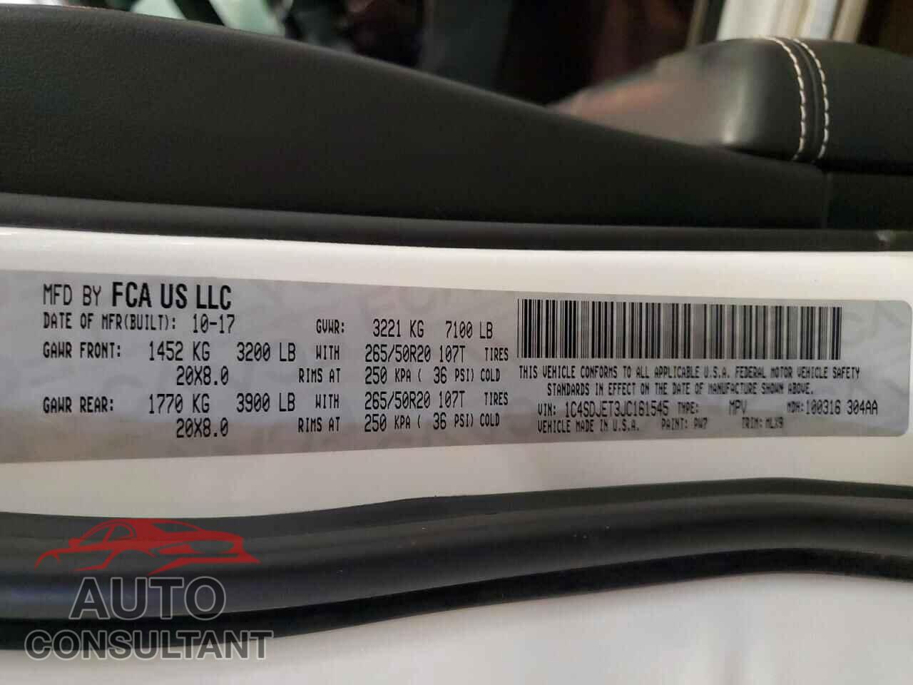 DODGE DURANGO 2018 - 1C4SDJET3JC161545