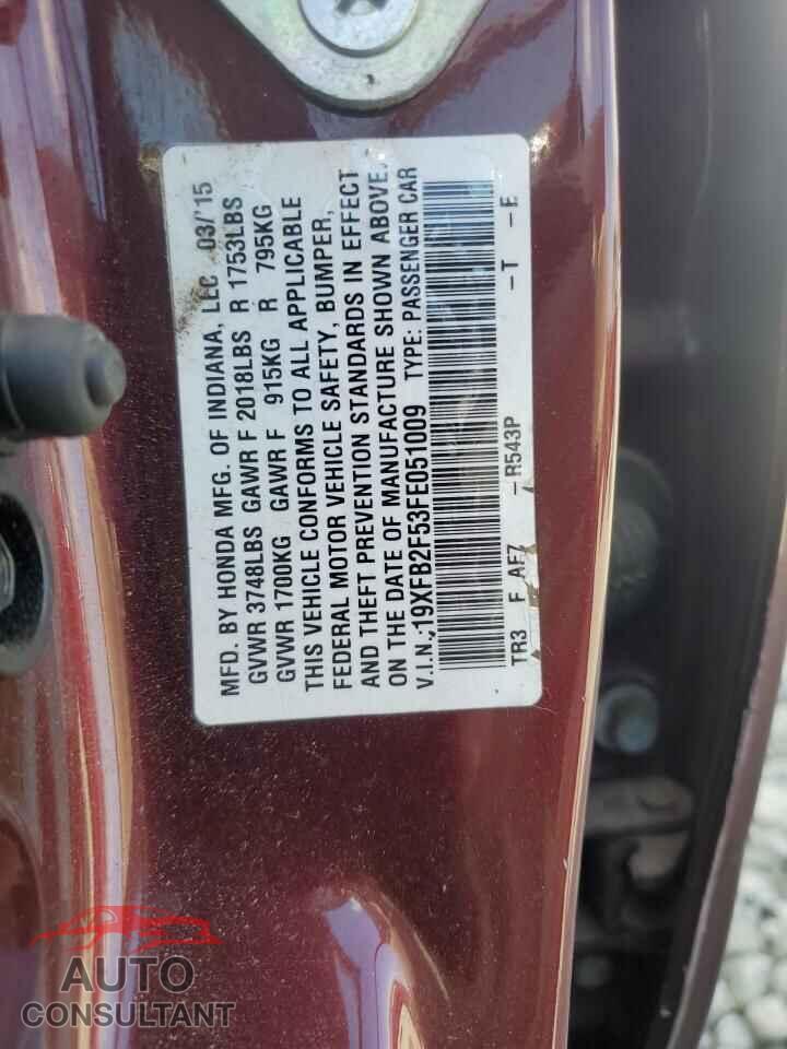 HONDA CIVIC 2015 - 19XFB2F53FE051009