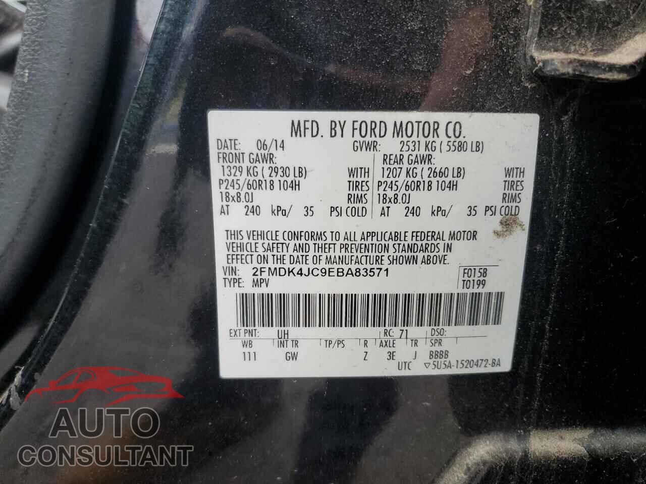 FORD EDGE 2014 - 2FMDK4JC9EBA83571