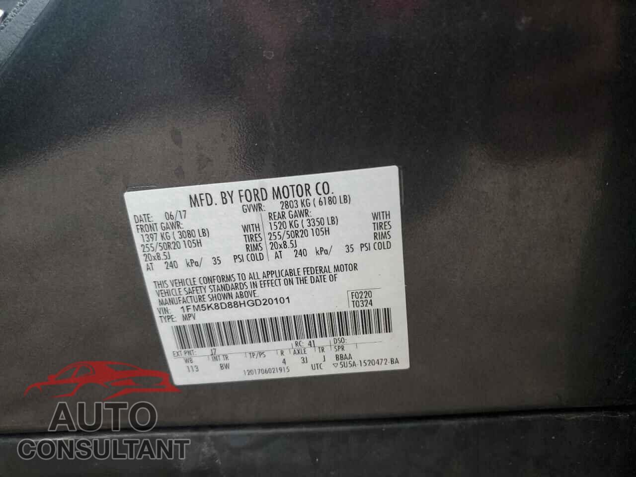 FORD EXPLORER 2017 - 1FM5K8D88HGD20101