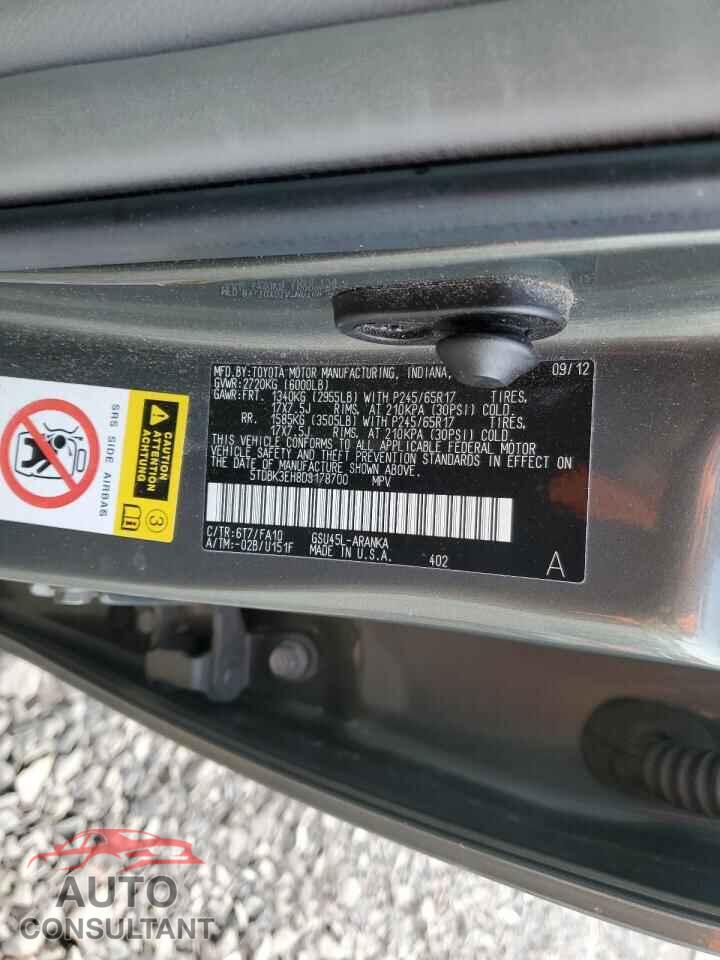 TOYOTA HIGHLANDER 2013 - 5TDBK3EH8DS178700