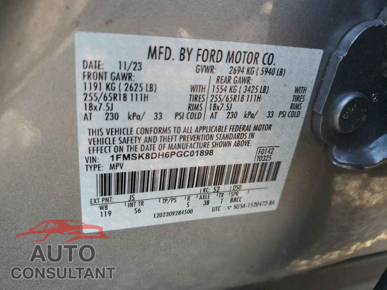 FORD EXPLORER 2023 - 1FMSK8DH6PGC01898