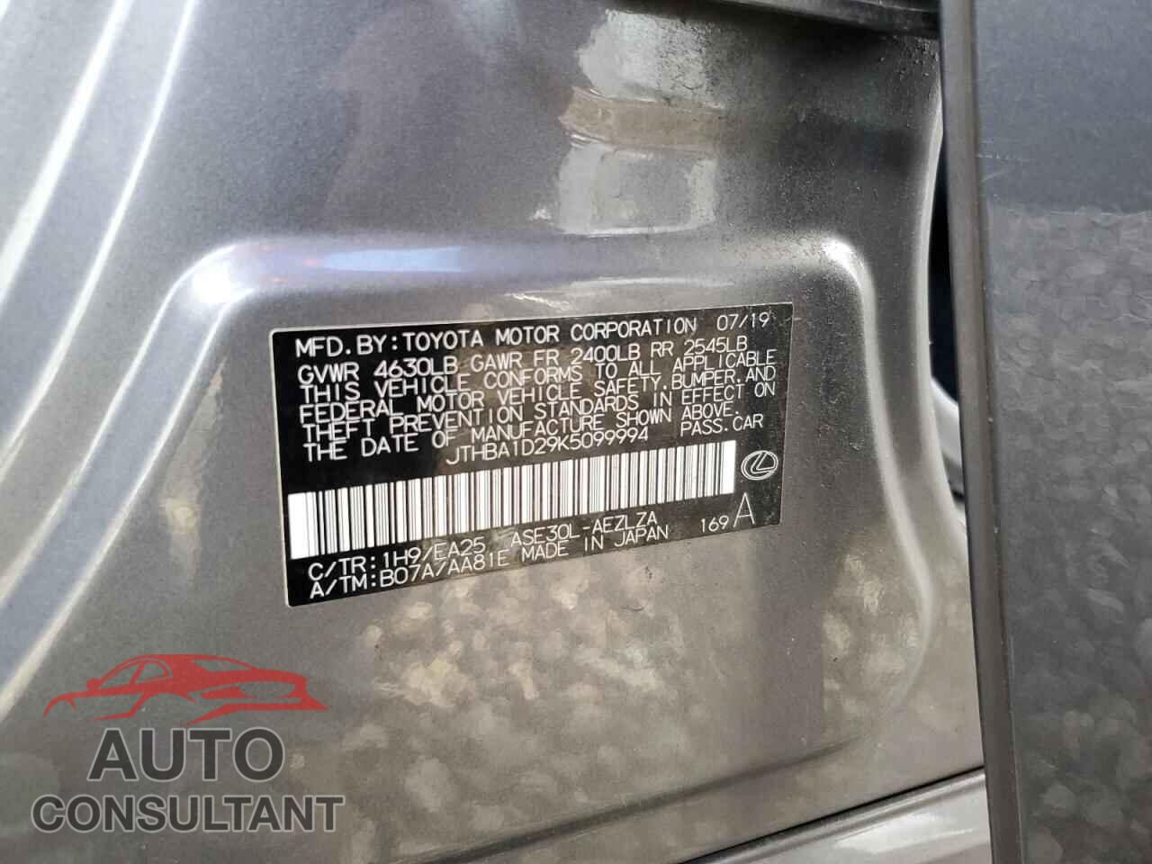 LEXUS IS 2019 - JTHBA1D29K5099994