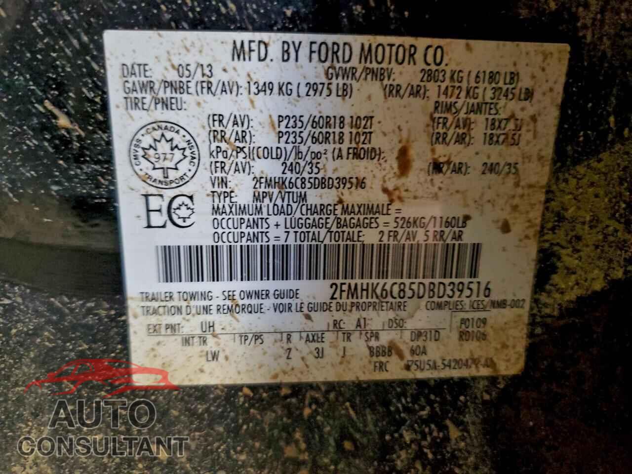 FORD FLEX 2013 - 2FMHK6C85DBD39516