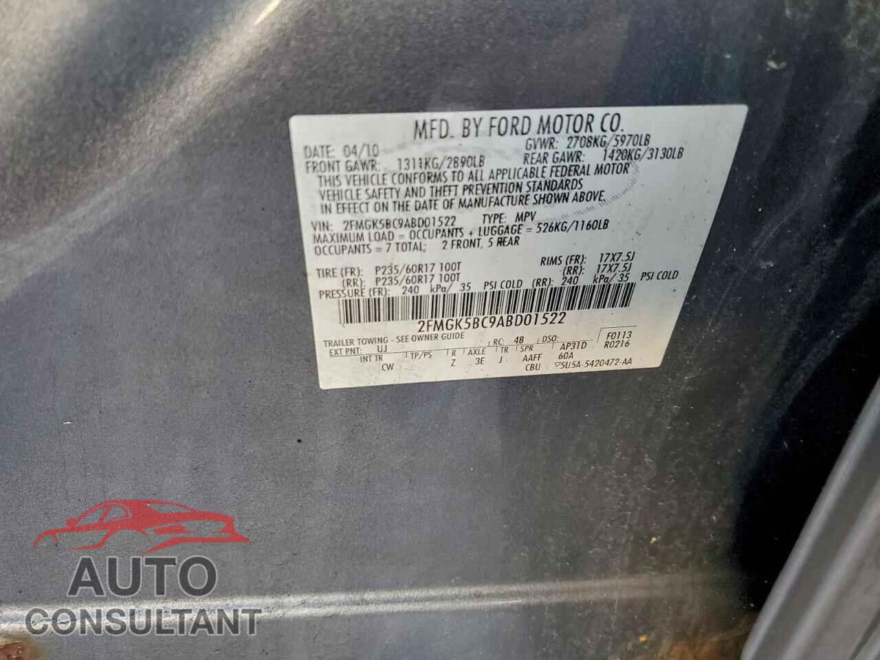 FORD FLEX 2010 - 2FMGK5BC9ABD01522