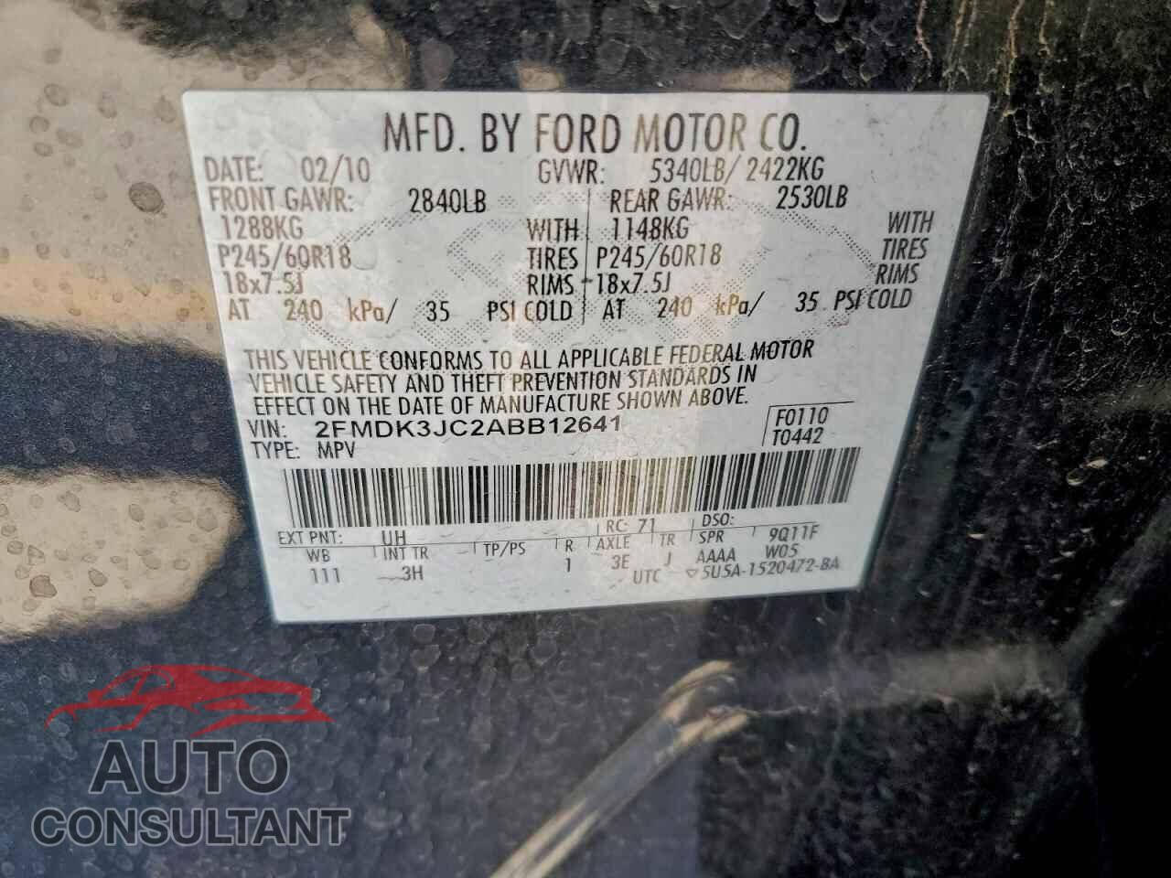 FORD EDGE 2010 - 2FMDK3JC2ABB12641