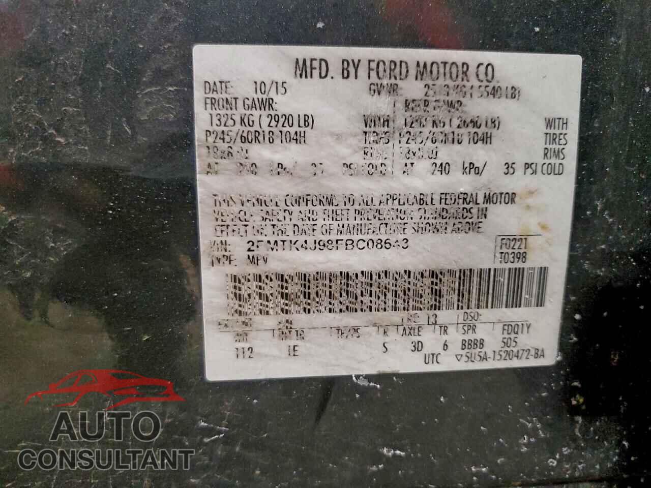 FORD EDGE 2015 - 2FMTK4J98FBC08643
