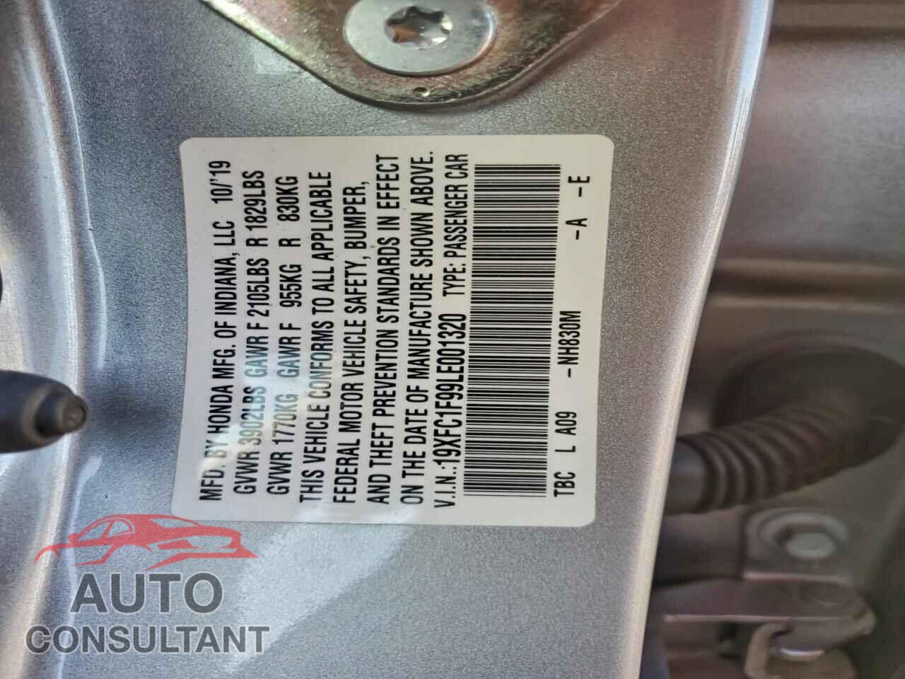 HONDA CIVIC 2020 - 19XFC1F99LE001320