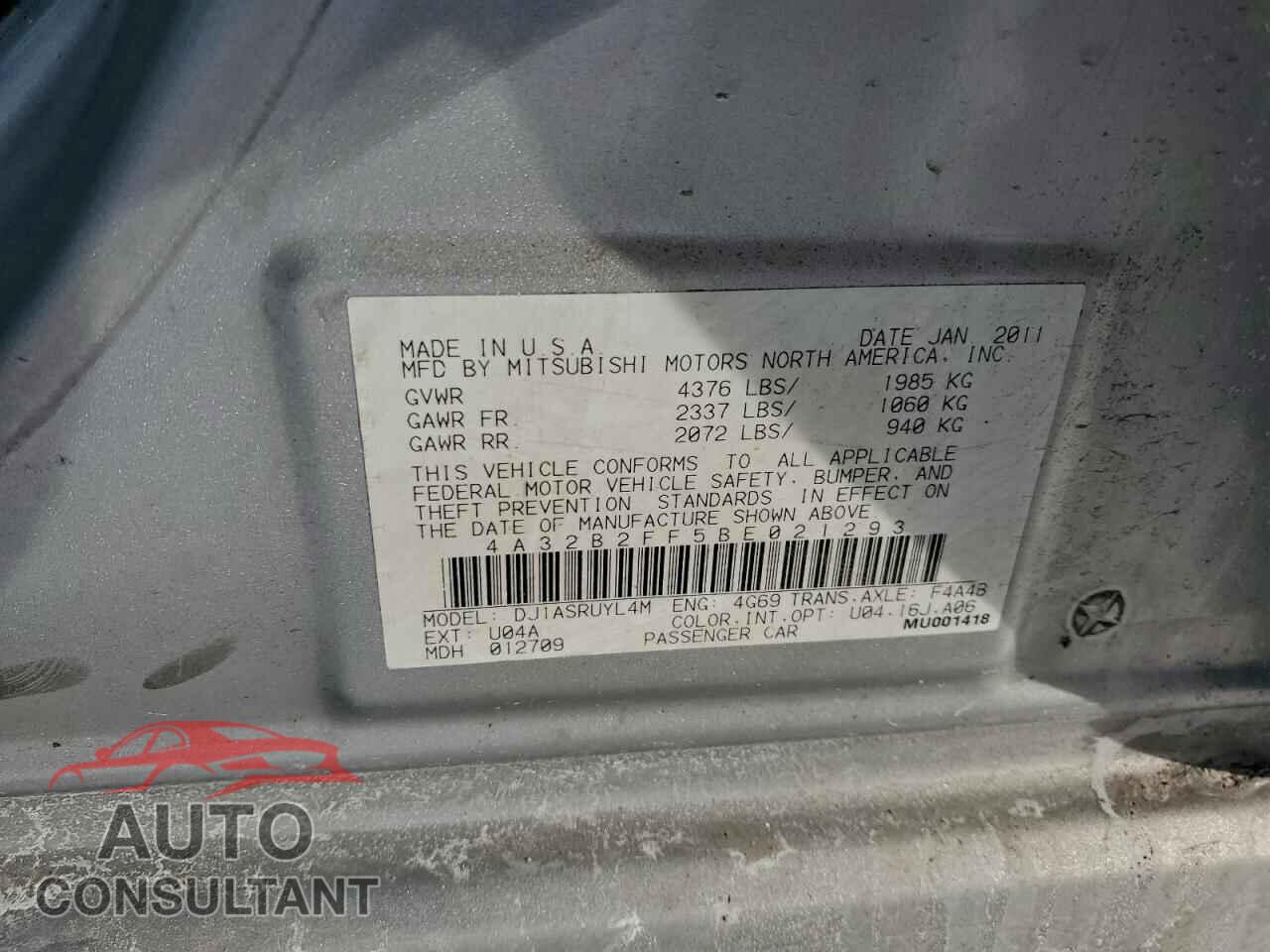 MITSUBISHI GALANT 2011 - 4A32B2FF5BE021293