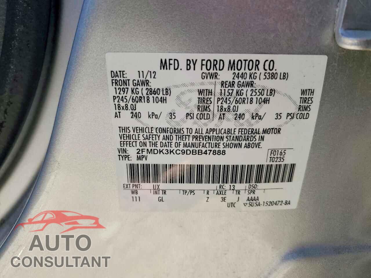FORD EDGE 2013 - 2FMDK3KC9DBB47888