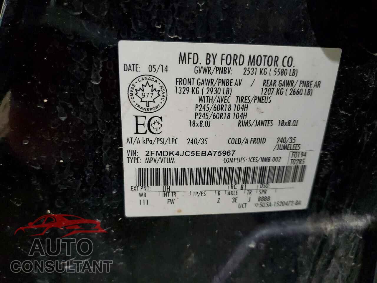 FORD EDGE 2014 - 2FMDK4JC5EBA75967