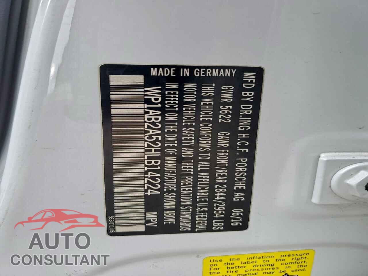 PORSCHE MACAN 2017 - WP1AB2A52HLB14224