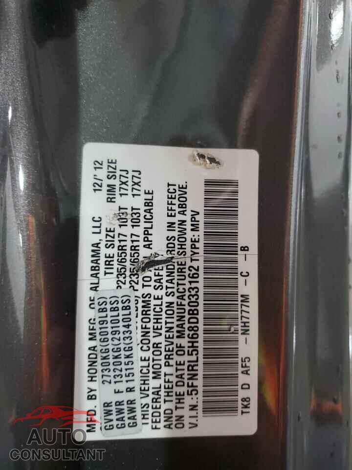 HONDA ODYSSEY 2013 - 5FNRL5H68DB033162