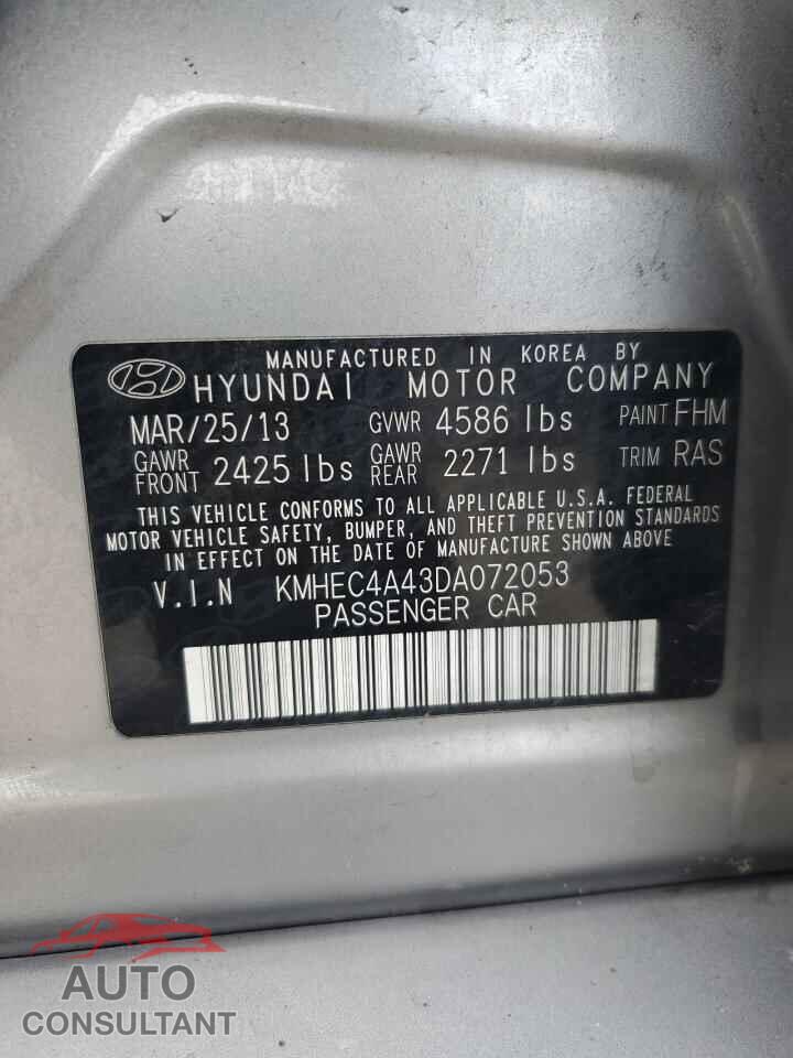 HYUNDAI SONATA 2013 - KMHEC4A43DA072053