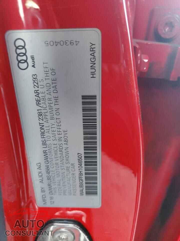 AUDI A3 2017 - WAUB8GFF8H1046507
