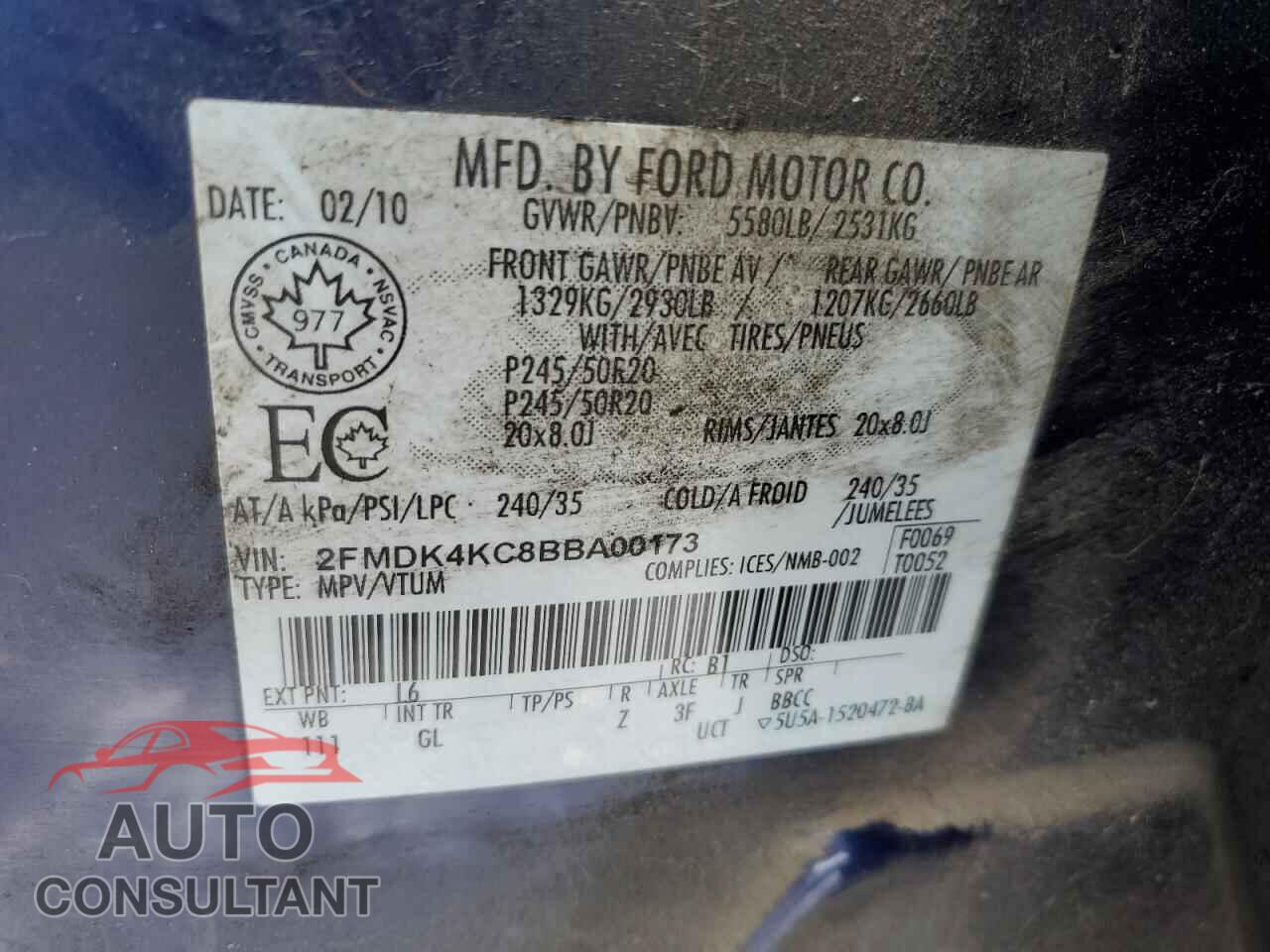 FORD EDGE 2011 - 2FMDK4KC8BBA00173
