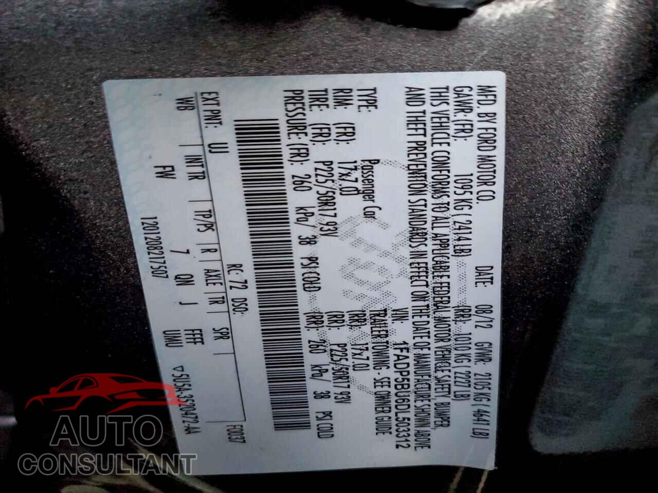 FORD CMAX 2013 - 1FADP5BU6DL503312